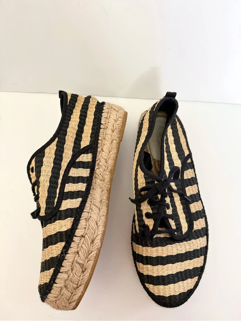 Loeffler Randall Alfie Raffia Striped Platform Espadrille Size 10
